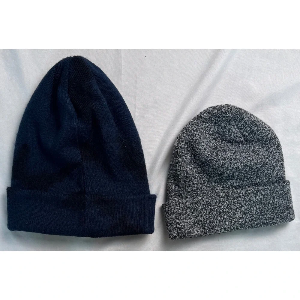 Coal Headwear Beanie Bundle The Uniform Low Grey Marl and Navy Blue Knit Hats